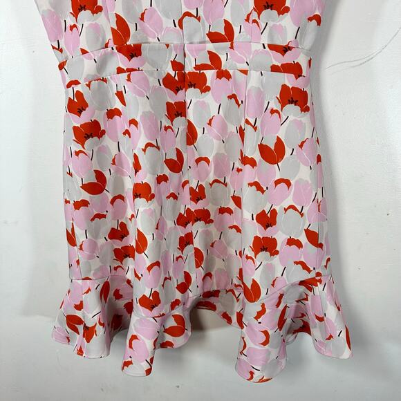 BLACK HALO Zalda Floral Tulip Mini Dress Womans 8 flounce hem - Picture 9 of 11